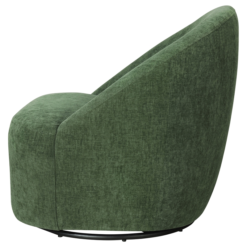 Coaster Leon Contemporary Chenille Upholstered Swivel Accent Chair in Green