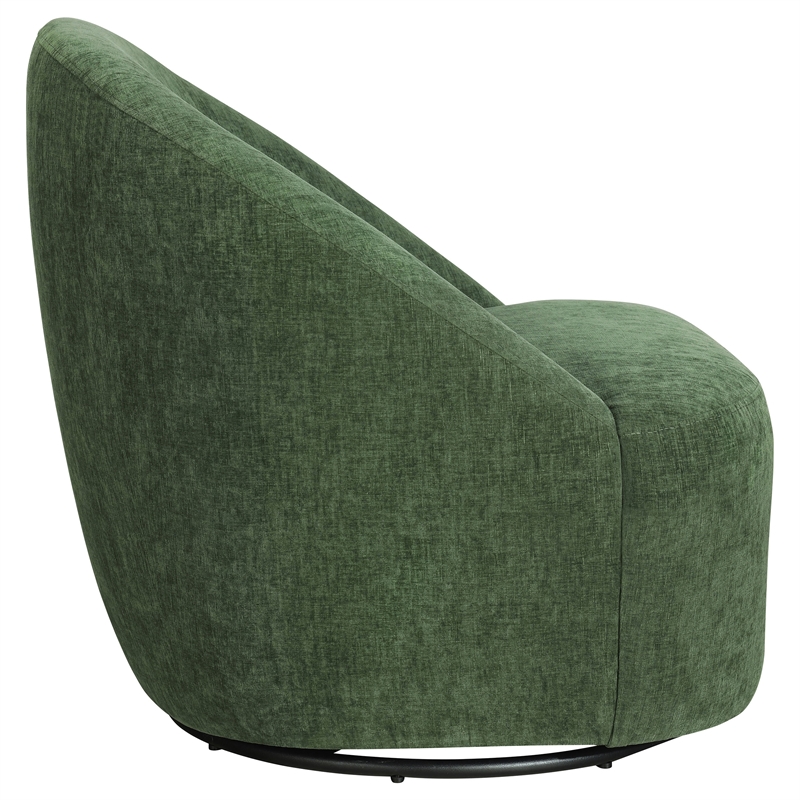Coaster Leon Contemporary Chenille Upholstered Swivel Accent Chair in Green