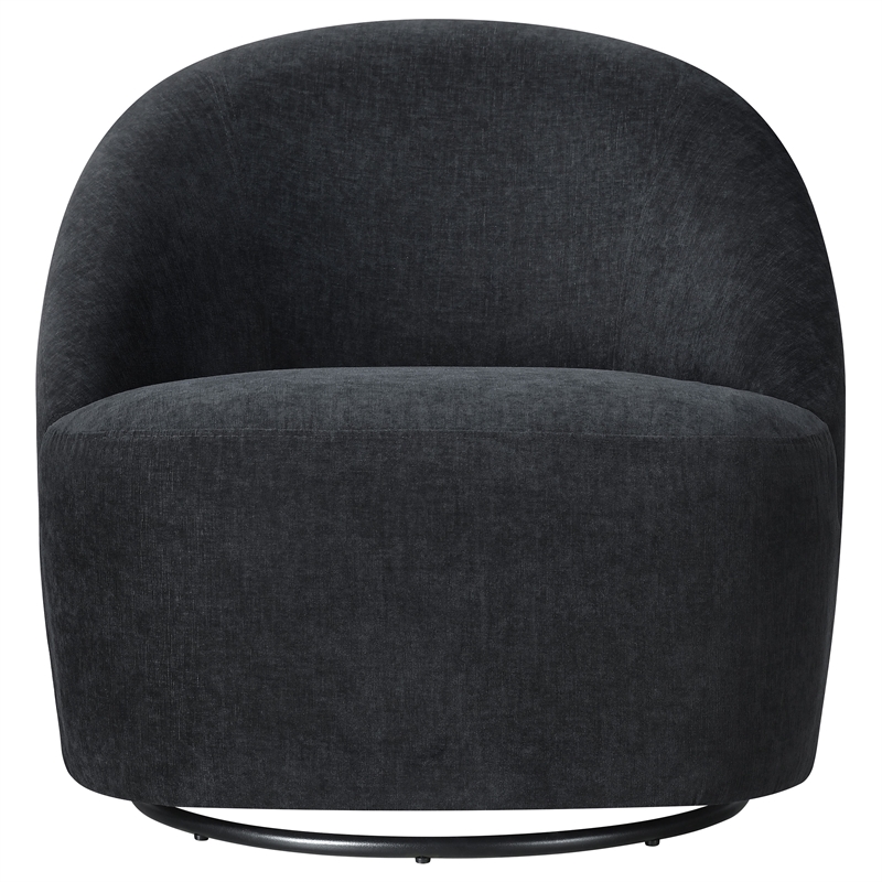 Coaster Leon Contemporary Chenille Upholstered Swivel Accent Chair in Black