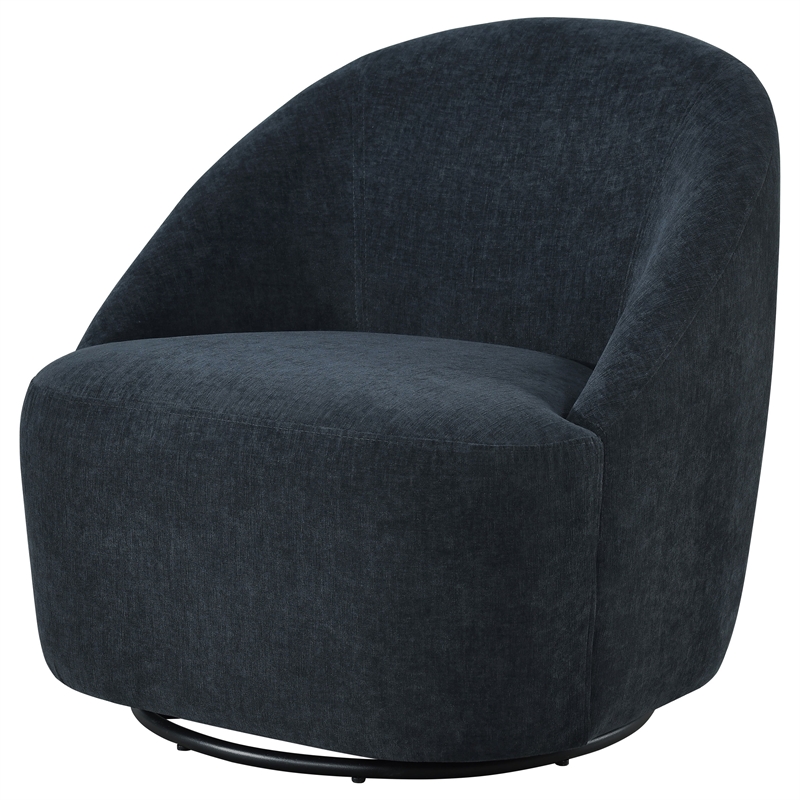 Coaster Leon Contemporary Chenille Upholstered Swivel Accent Chair in Black