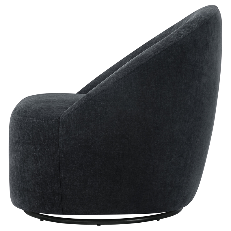 Coaster Leon Contemporary Chenille Upholstered Swivel Accent Chair in Black