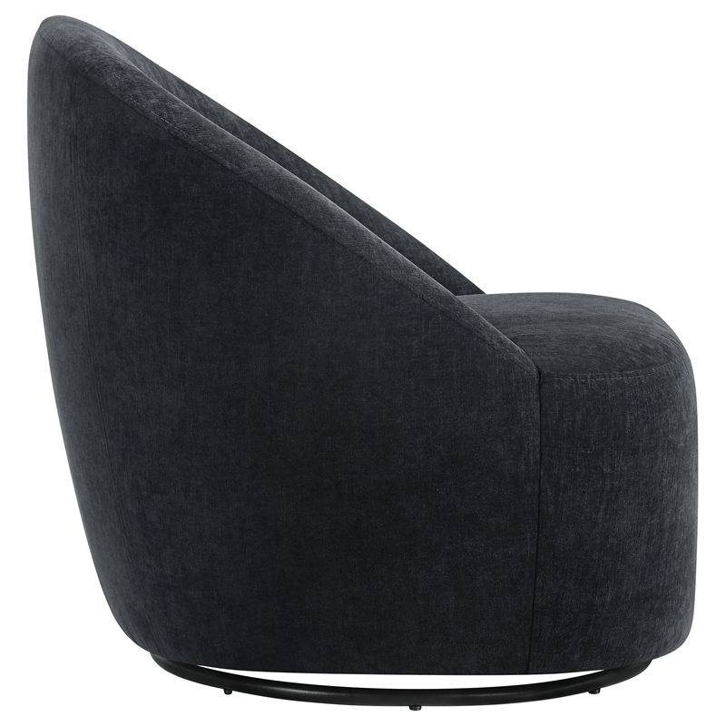 Coaster Leon Contemporary Chenille Upholstered Swivel Accent Chair in Black