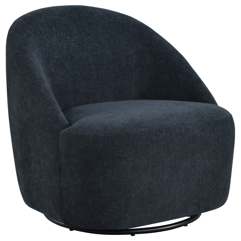 Coaster Leon Contemporary Chenille Upholstered Swivel Accent Chair in Black