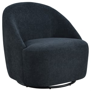 Coaster Leon Contemporary Chenille Upholstered Swivel Accent Chair in Black