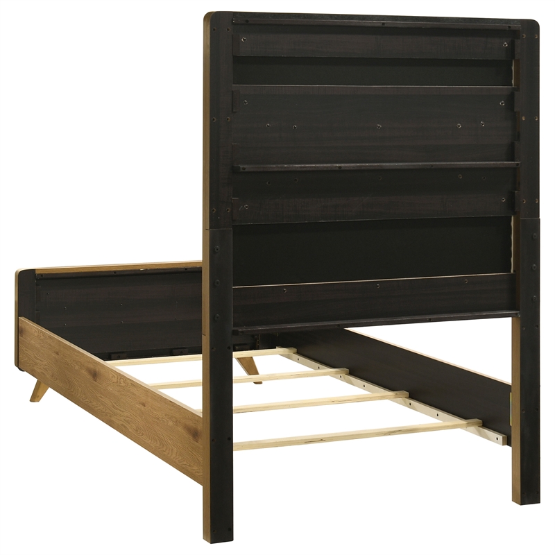 Coaster Bennett 4-Piece Mid-Century Modern Wood Twin Bedroom Set in Light Oak