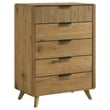 Coaster Bennett 5-Piece Mid-Century Modern Wood Twin Bedroom Set in Light Oak