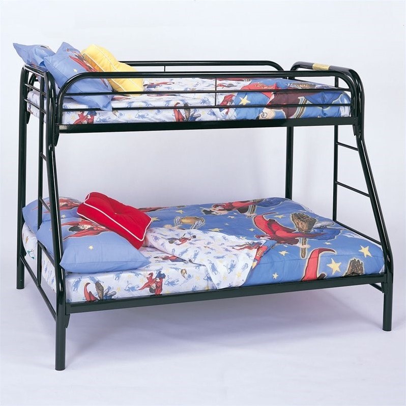 Full Metal Bunk Bed In Black Finish, Blue Metal Bunk Bed Twin Over Full
