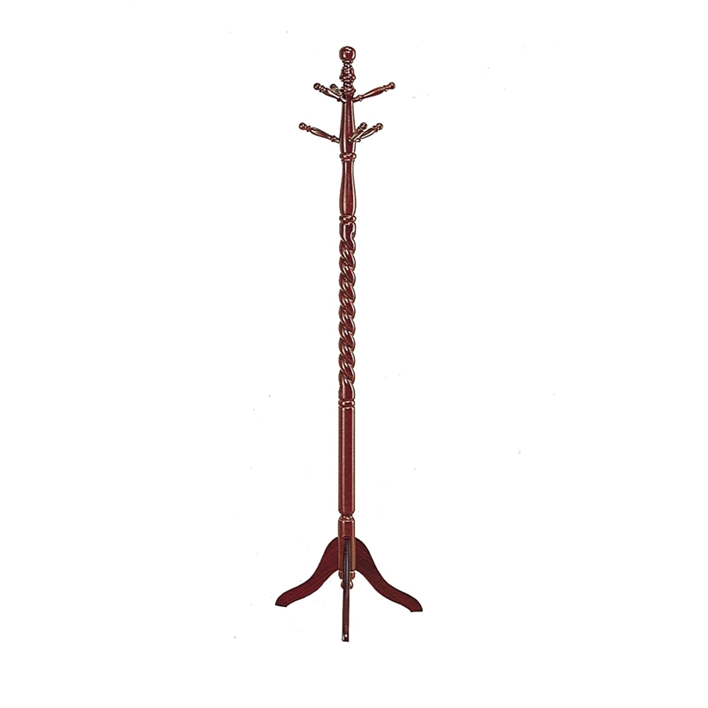Riona 6 Hook Freestanding Wood Coat Rack Hat Hanger Merlot