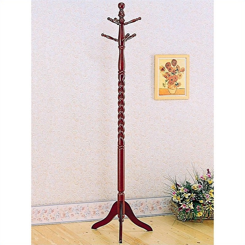 Coaster Traditional Wood 2-Tier Coat Rack with Turned Details in Merlot