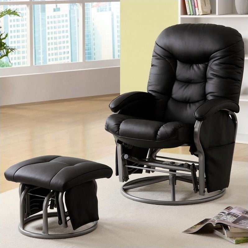 Swivel Glider Recliner With Ottoman, Leather Glider Rocker Recliner Chair With Ottoman Bed