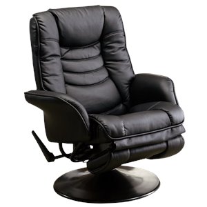 coaster faux leather swivel recliner in black