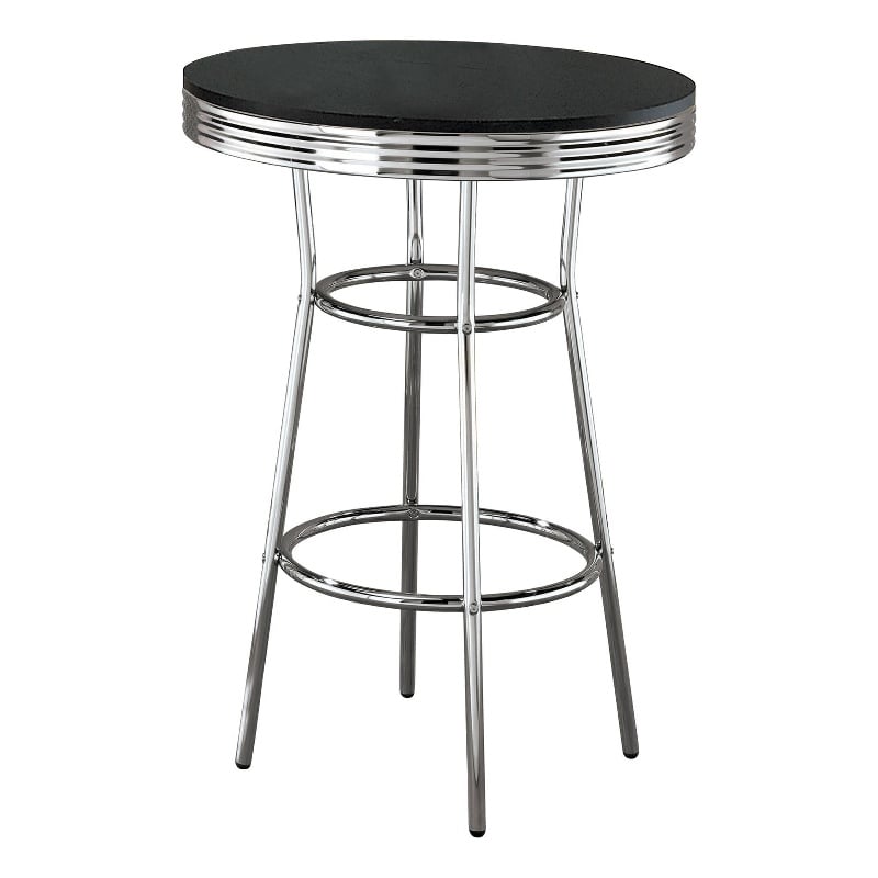 Retro Round 30-inch 1950's Bistro Pub Height Bar Table Black