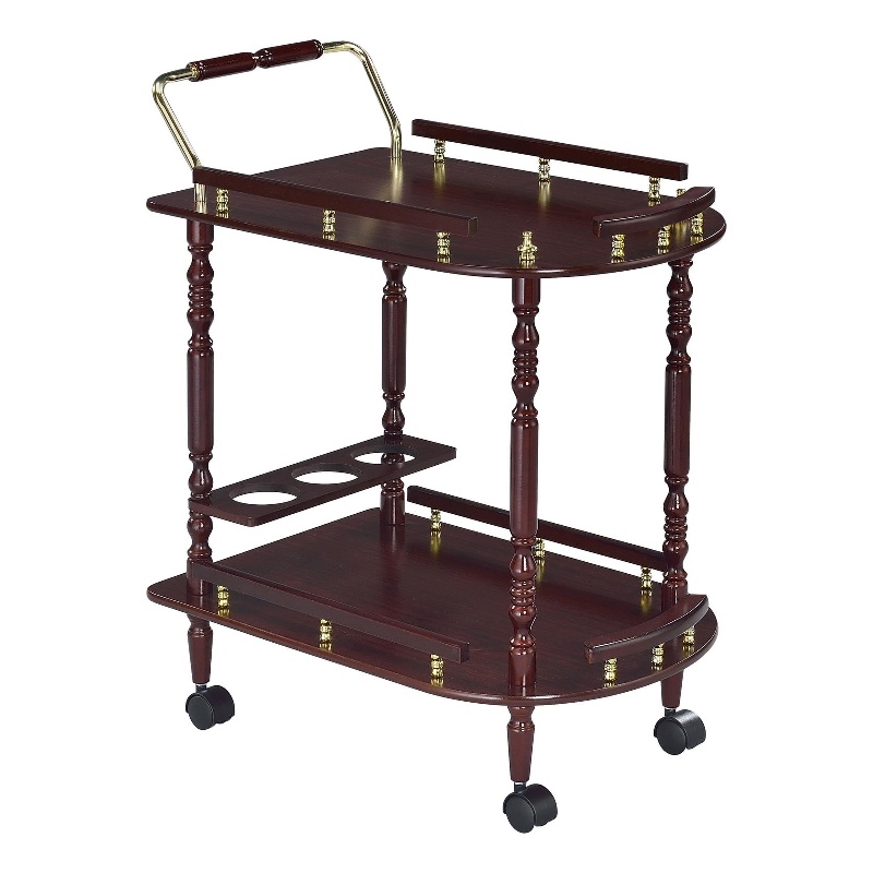 Coaster Palmer 2-tier Traditional Wood Serving Cart Merlot and Brass