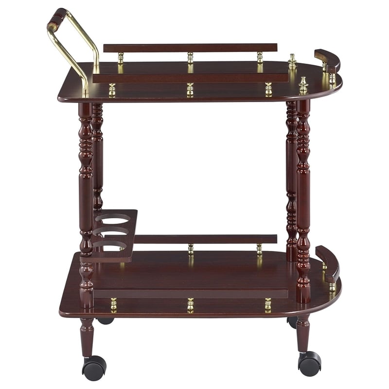 Coaster Palmer 2-tier Traditional Wood Serving Cart Merlot and Brass