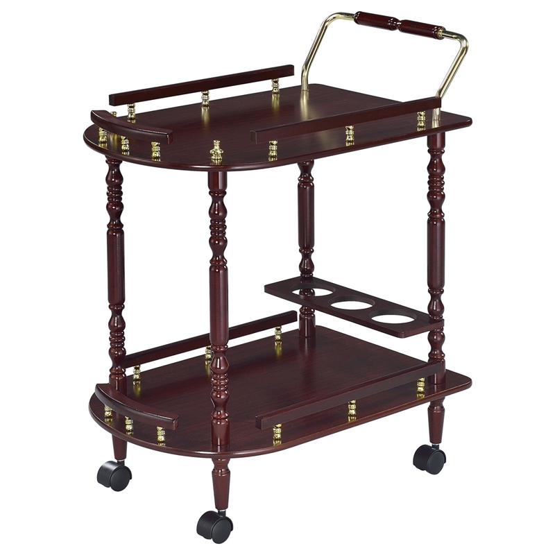 Coaster Palmer 2-tier Traditional Wood Serving Cart Merlot and Brass