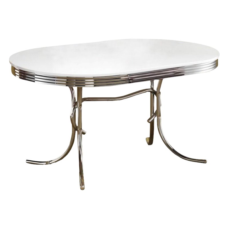 Coaster Cleveland Chrome Plated Oval Dining Table With White Top 2065