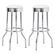 Retro Upholstered Metal Swivel Bar Stool White
