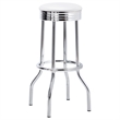 Retro Upholstered Metal Swivel Bar Stool White