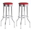 Retro Upholstered Metal Swivel Bar Stool Red