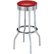 Coaster Modern Round Faux Leather Bar Stools in Red
