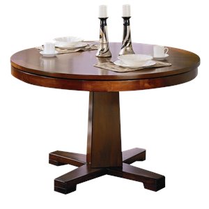 coaster marietta round pedestal dining table in tobacco and black