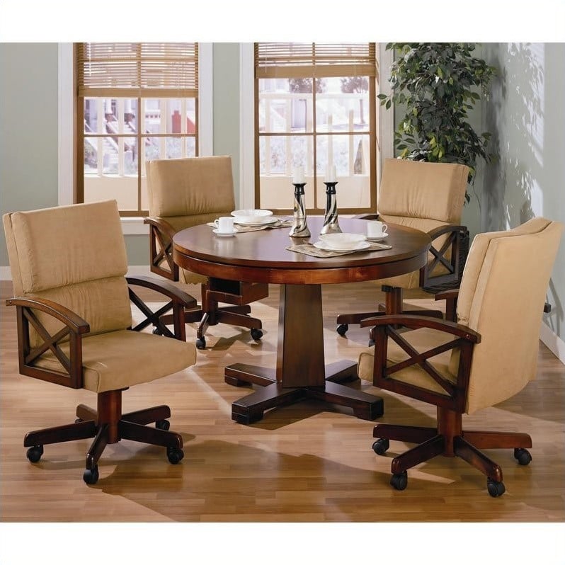 Coaster Marietta Upholstered Game Arm, Dining Room Chairs With Casters And Arms