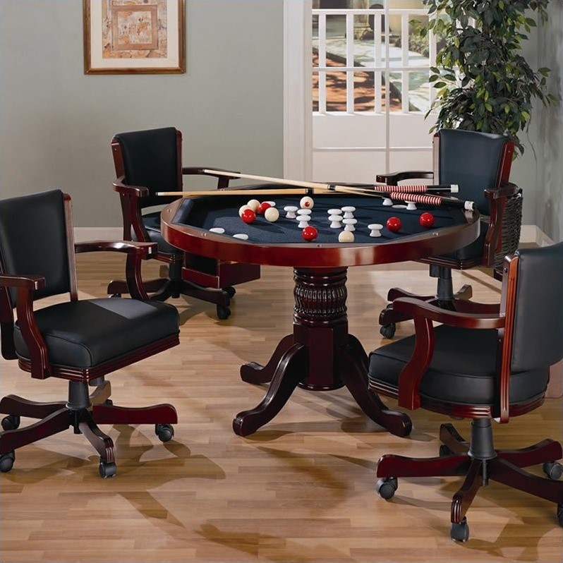 Coaster Mitchell 5 Piece 3in1 Game Table Set in Cherry 100201PKG
