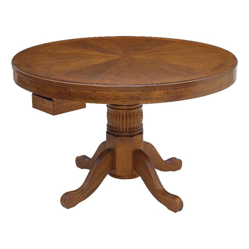 Coaster Mitchell Round Pedestal Traditional Wood Game Table in Brown