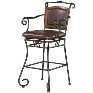 coaster metal bar stool with wood in black and brown