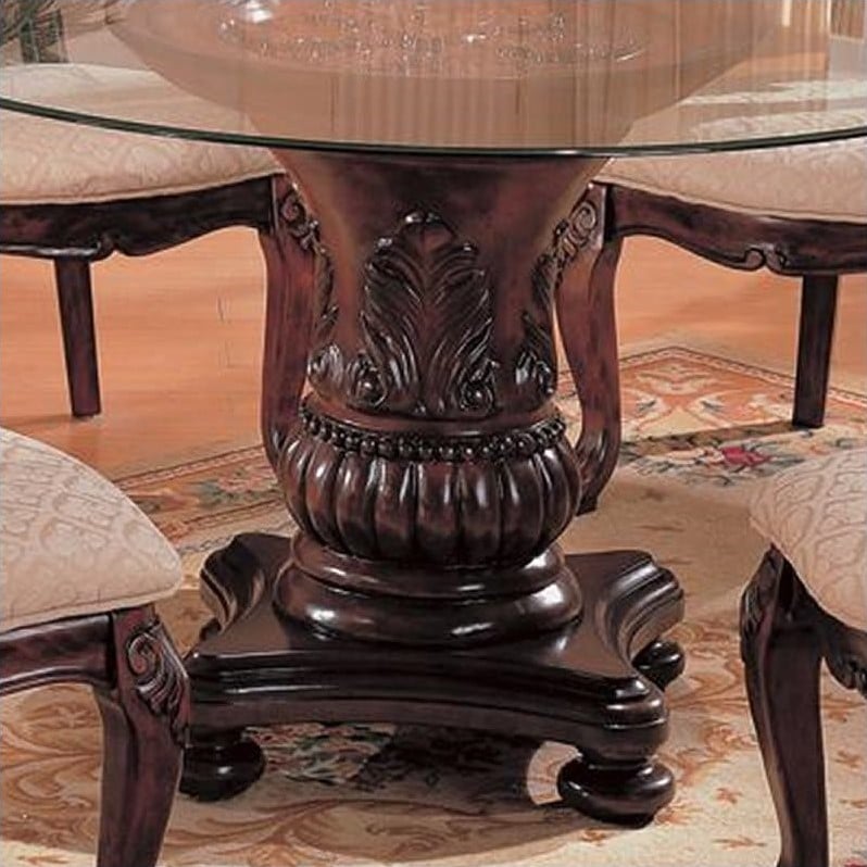 Coaster Tabitha Traditional Round Dining Table with Glass ...