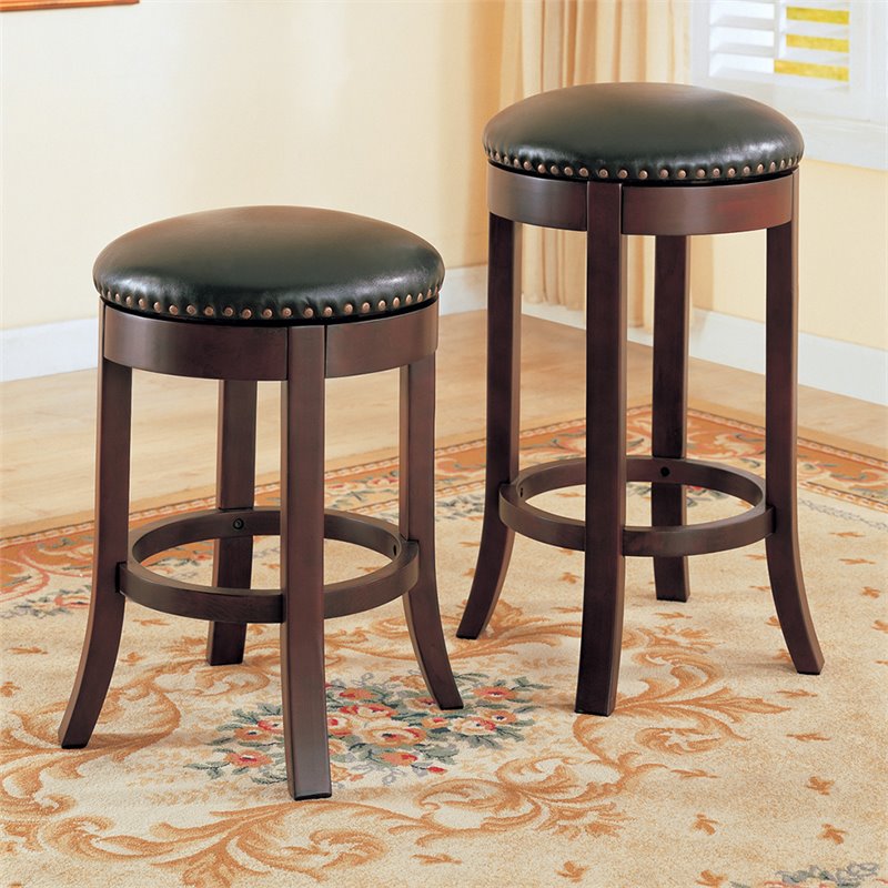 Coaster 24 Faux Leather Counter Stool, 24 Inch Backless Swivel Counter Stools