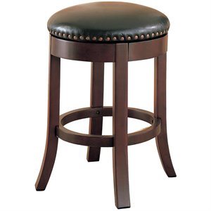 coaster faux leather bar stool in brown and black