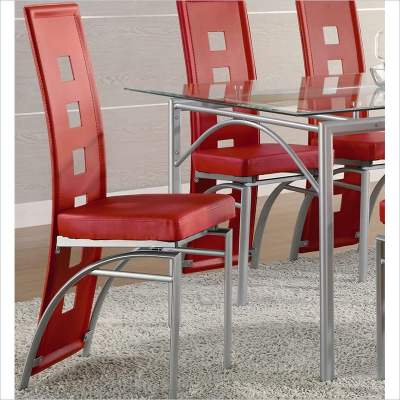 Coaster Los Feliz Faux Leather Dining Chair In Red And Matte Silver Coaster Los Feliz Faux Leather Dining Chair In Red And Matte Silver