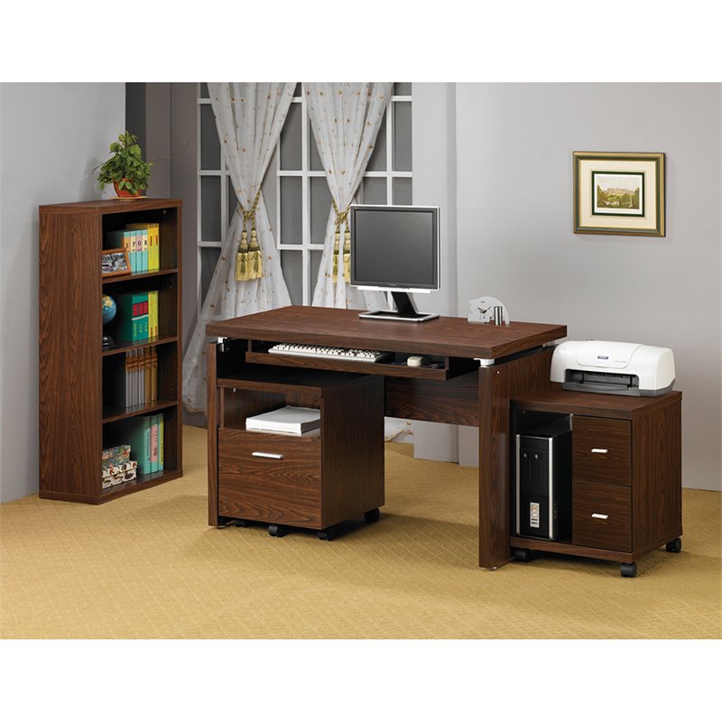 Coaster Russell Contemporary Wood Computer Desk with Keyboard Tray Medium Oak