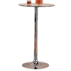 coaster contemporary round glass top bar table in chrome