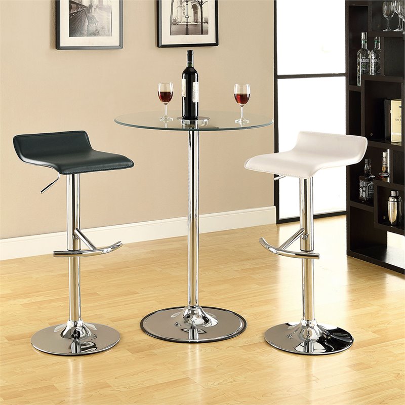 Set of 2 White and Chrome Adjustable Swivel Bar Stool Chair by Coaster 120391 