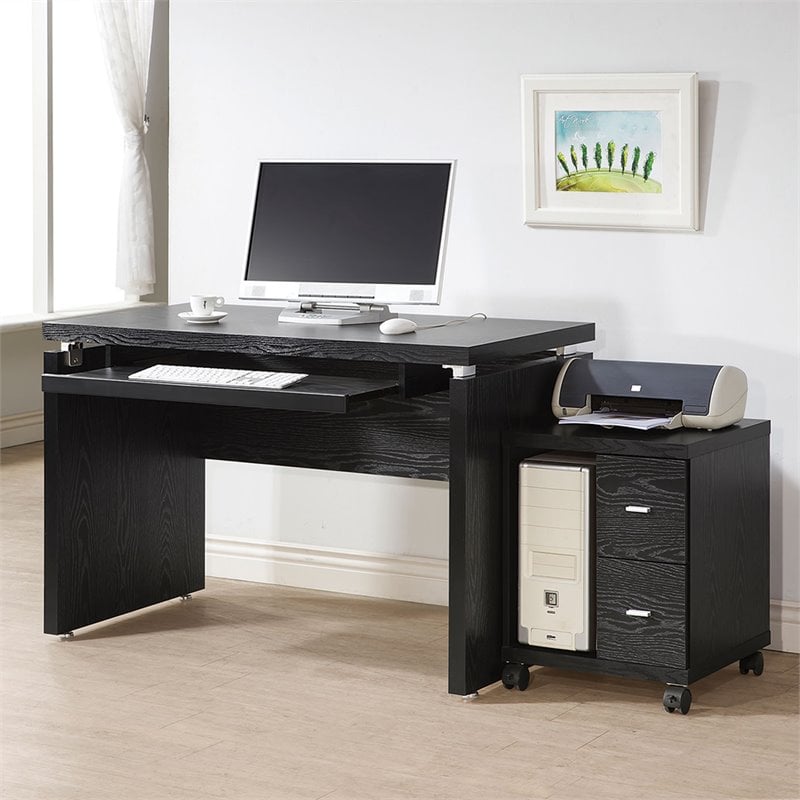 Coaster Contemporary Wood Printer Stand with 2-Drawer in Black