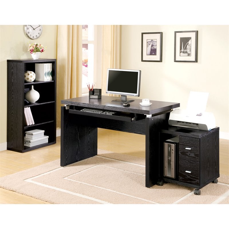 Coaster Russell 2 Drawer Printer Stand In Black Oak And Silver