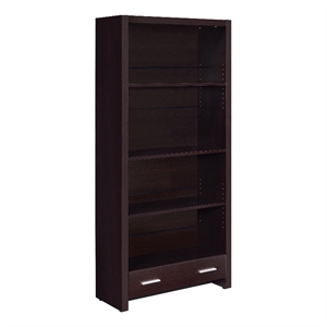 Coaster Skylar 4-Shelf Wood Bookcase with Storage Drawer in Cappuccino