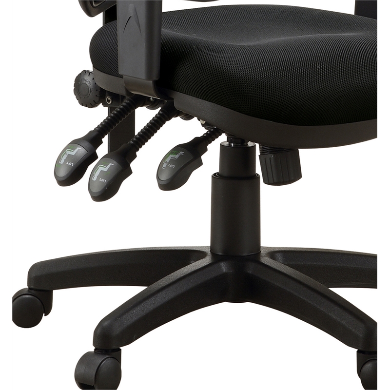 Coaster Rollo Padded Arm Fabric Mesh Office Chair with Casters in Black