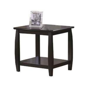 coaster marina contemporary square end table with bottom shelf in cappuccino