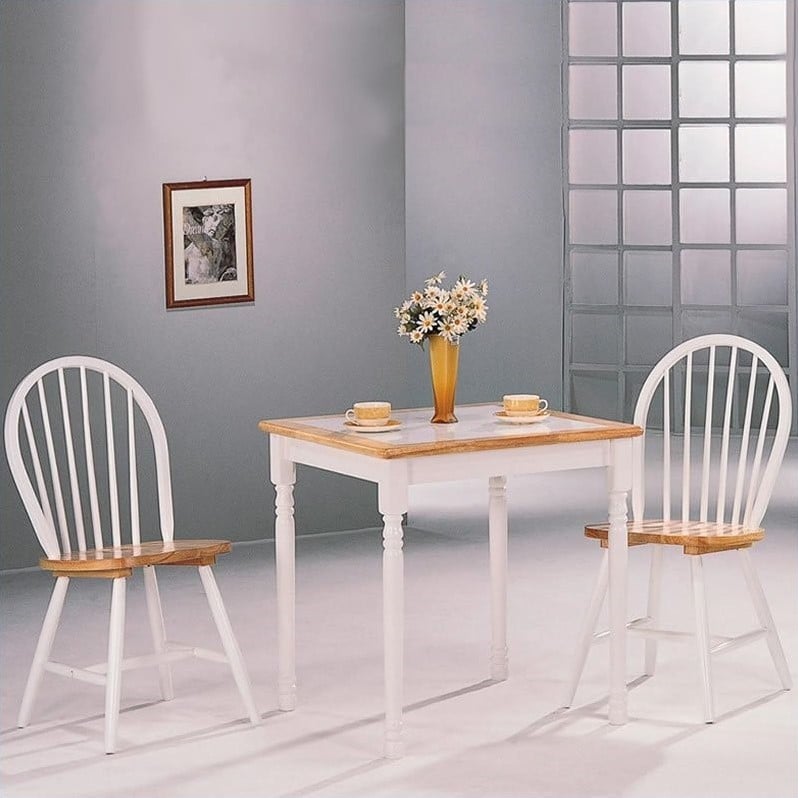 Coaster Farmhouse Square Tile Top Wood Dining Table in White