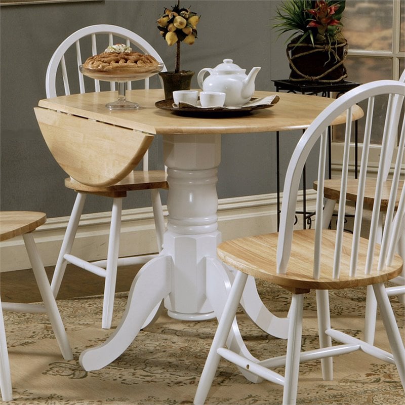 White Round Drop Leaf Dining Table, Dining Room Table Round With Leaf