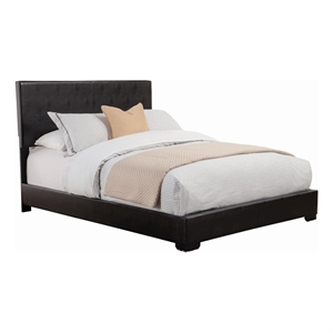 Coaster Conner Queen Faux Leather Upholstered Panel Bed Black