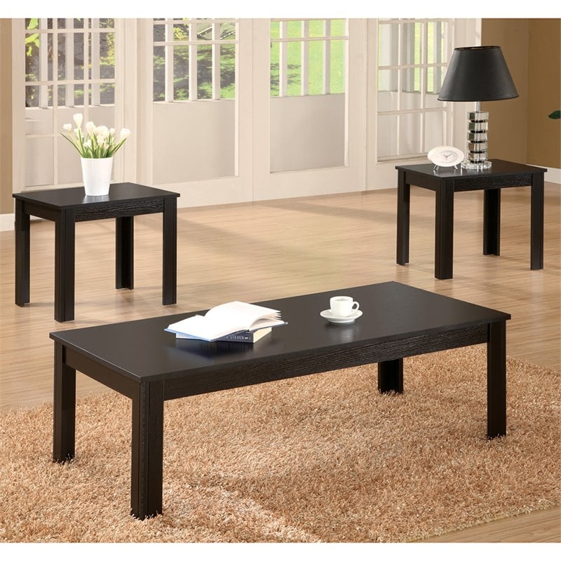 Coaster Elias 3-Piece Wood Occasional Coffee Table Set in Black