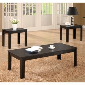 coaster 3-piece occasional solid wood coffee table set in black