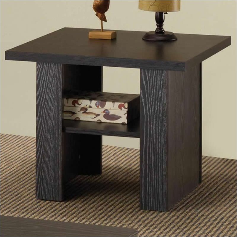 Coaster Rodez 3-Piece Wood Coffee Table Set with Shelf in Black Oak