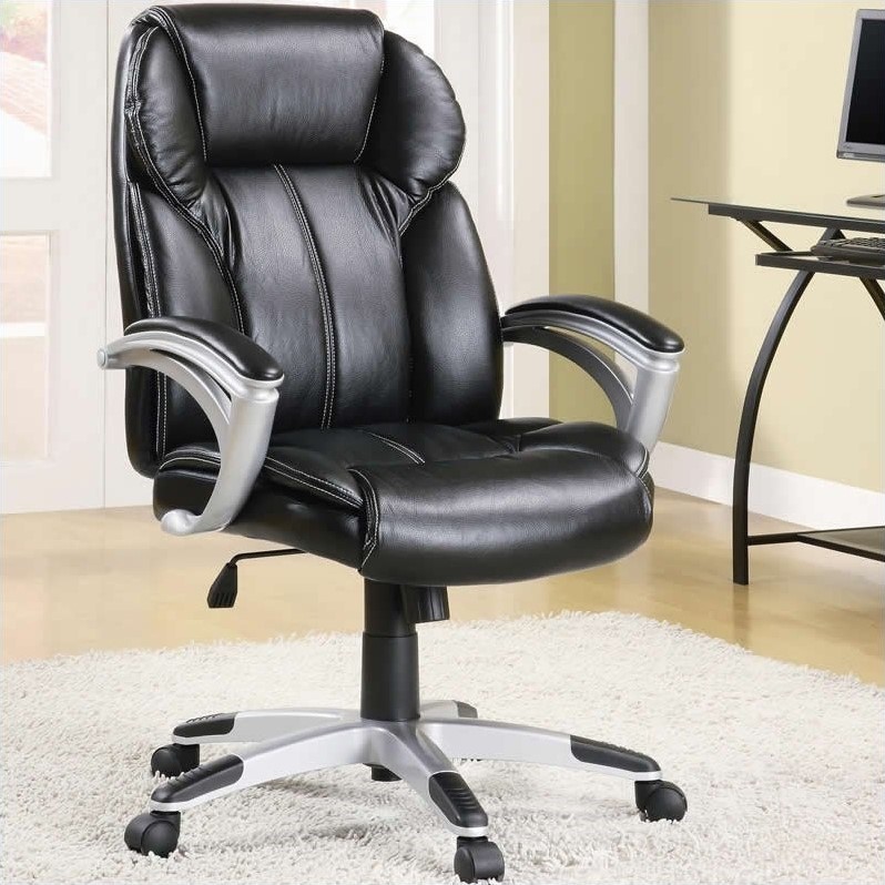 Coaster Casual Adjustable Faux Leather, Black Leather Computer Chair