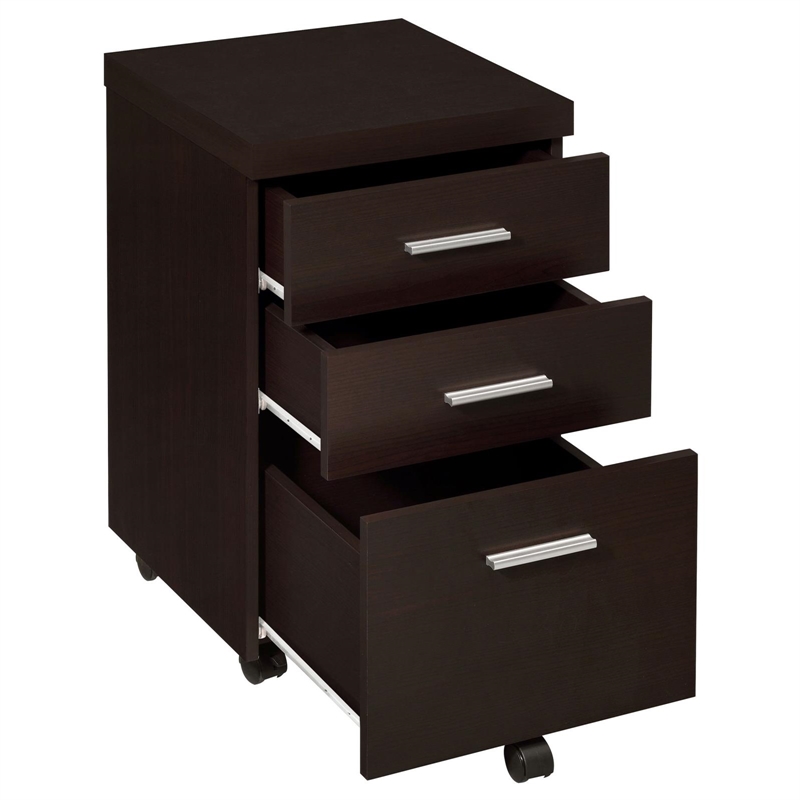 Coaster Skeena 3-Drawer Wood Mobile Storage Cabinet Cappuccino