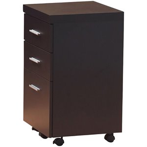 coaster skylar 3 drawer mobile file cabinet in cappuccino and silver
